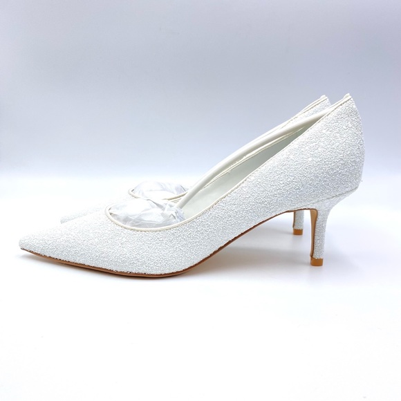 Nine West Womens Arlene White Glitter Point Toe Low Stiletto Heels Pumps Shoes 8 - Picture 7 of 16